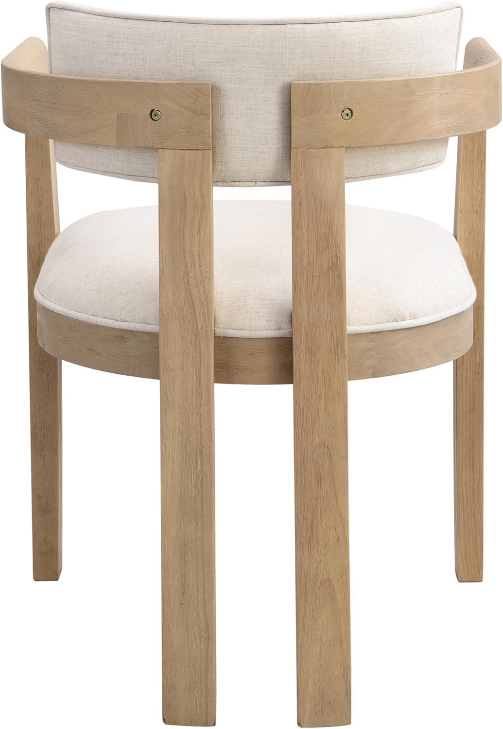 imageChristopher Knight Home Chowy 7 Piece Dining Set with Chairs Wooden Dining Table Set for 6 Spacious Kitchen Table with Pillar Leg Comfy Upholstered Curved Back Armchairs Beige Light Natural