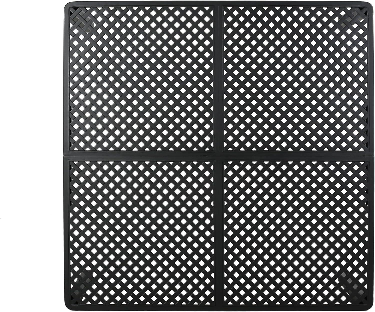 imageChristopher Knight Home Coadn Outdoor Aluminum Dining Table 61quot Square Patio Table with Woven Metal Tabletop Antique Matte Black Cast Aluminum Garden Table for Poolside ampamp Patio Dining