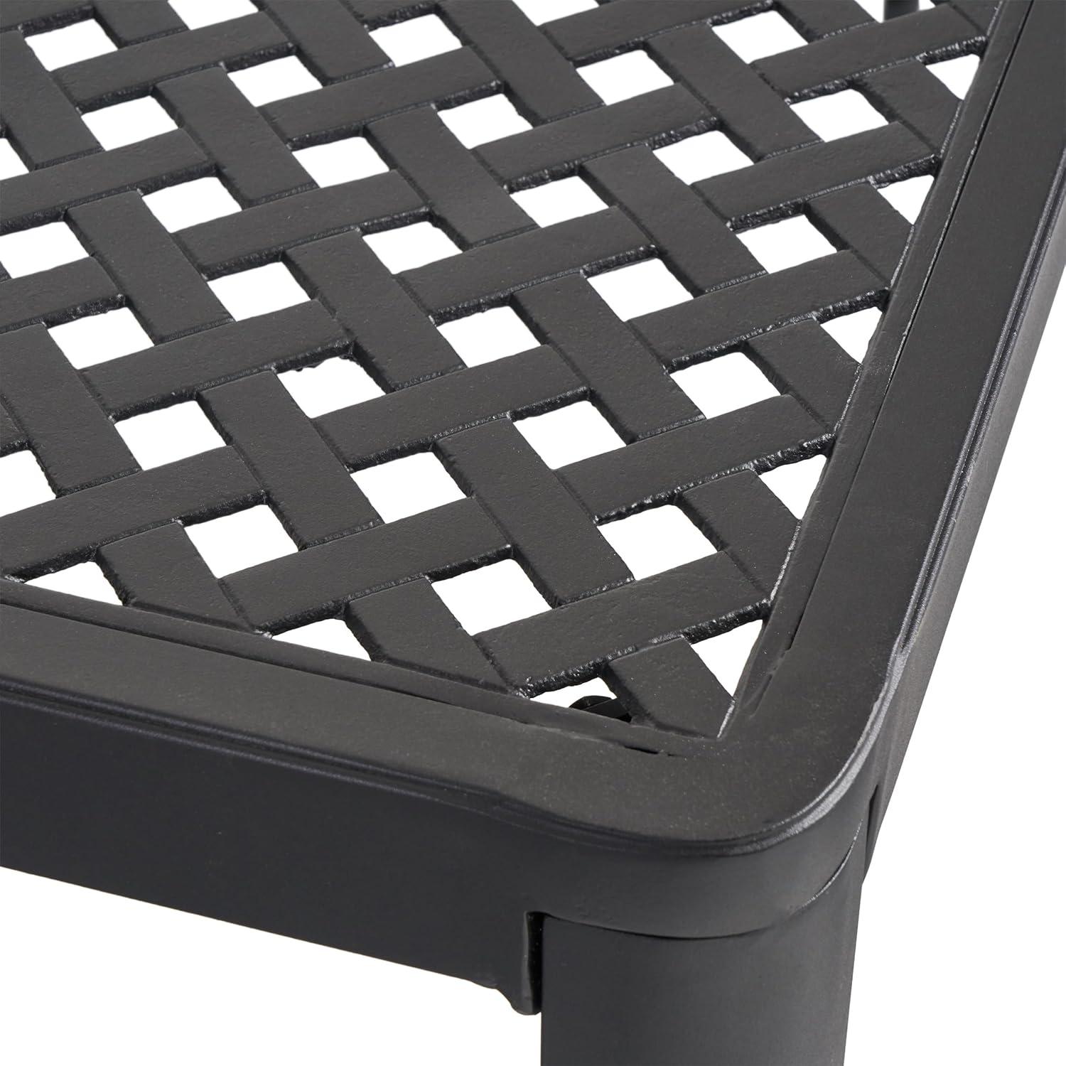imageChristopher Knight Home Coadn Outdoor Aluminum Dining Table 61quot Square Patio Table with Woven Metal Tabletop Antique Matte Black Cast Aluminum Garden Table for Poolside ampamp Patio Dining