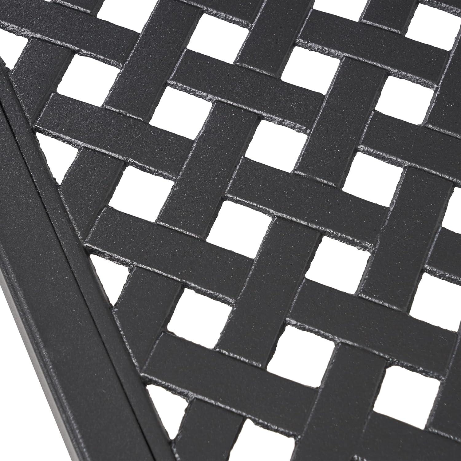 imageChristopher Knight Home Coadn Outdoor Aluminum Dining Table 61quot Square Patio Table with Woven Metal Tabletop Antique Matte Black Cast Aluminum Garden Table for Poolside ampamp Patio Dining
