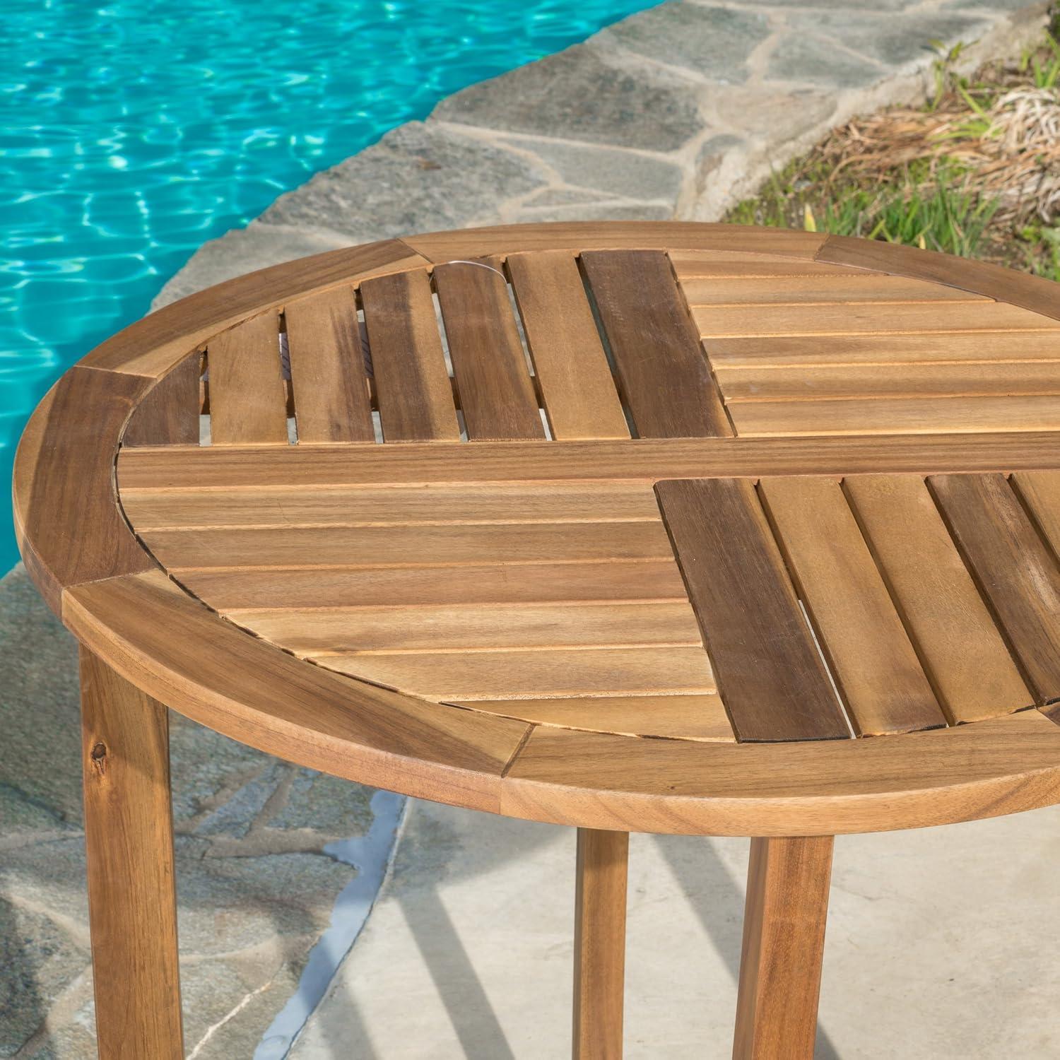 imageChristopher Knight Home Coronado Acacia Wood Bistro Set 3Pcs Set Teak FinishWood Bistro Set