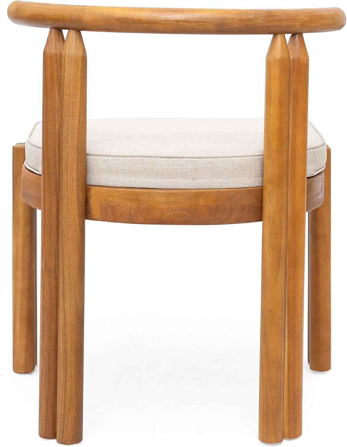 imageChristopher Knight Home Coves Acacia Wood Outdoor Dining Chair Set of 2 with Cushion Wood Kitchen Side Chair Multifunctional Patio Armless Chair Patio Furniture Set for Outdoor Dining Teak Beige