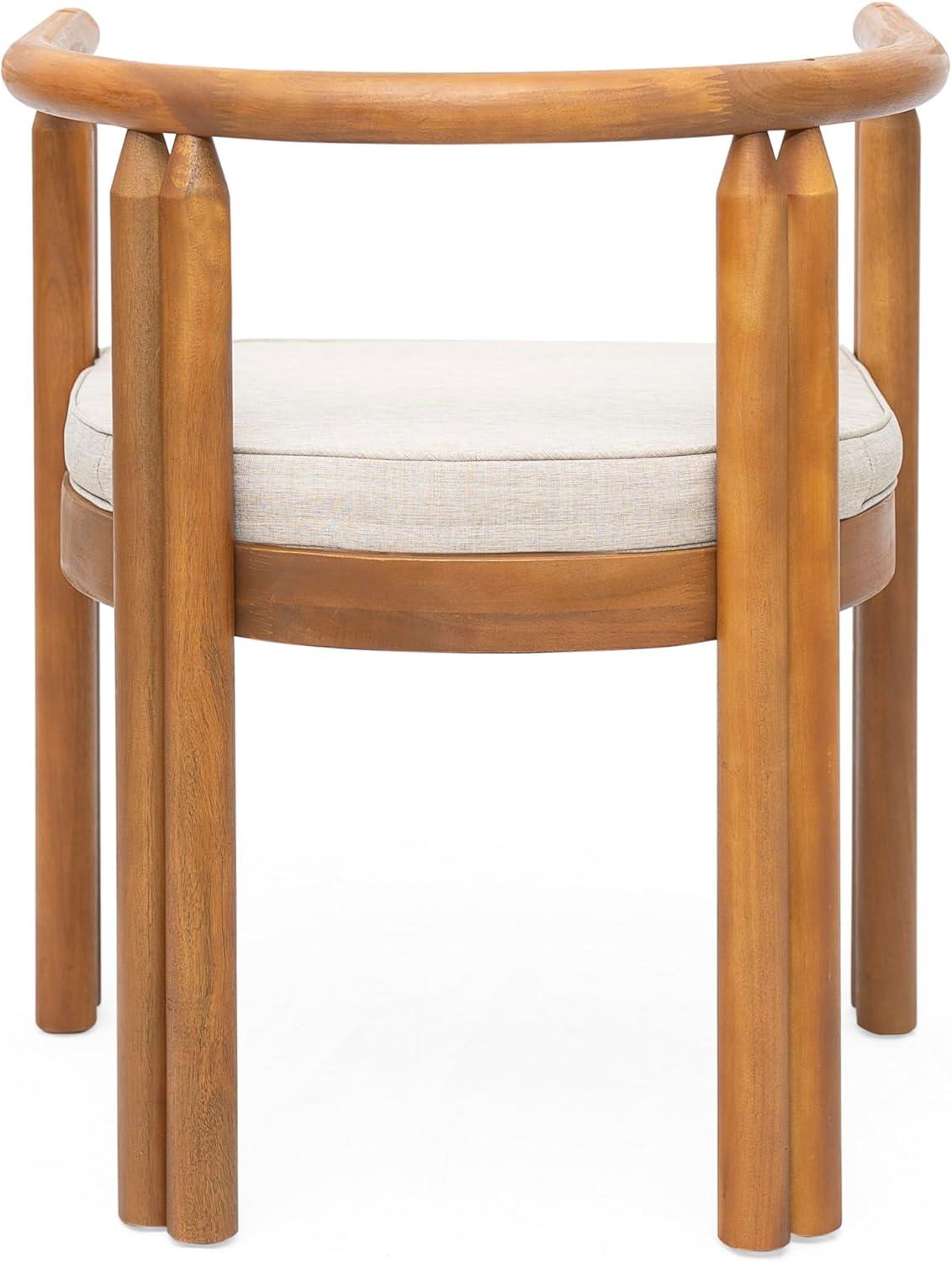 imageChristopher Knight Home Coves Acacia Wood Outdoor Dining Chair Set of 2 with Cushion Wood Kitchen Side Chair Multifunctional Patio Chair Patio Furniture Set for Outdoor Dining Teak Beige