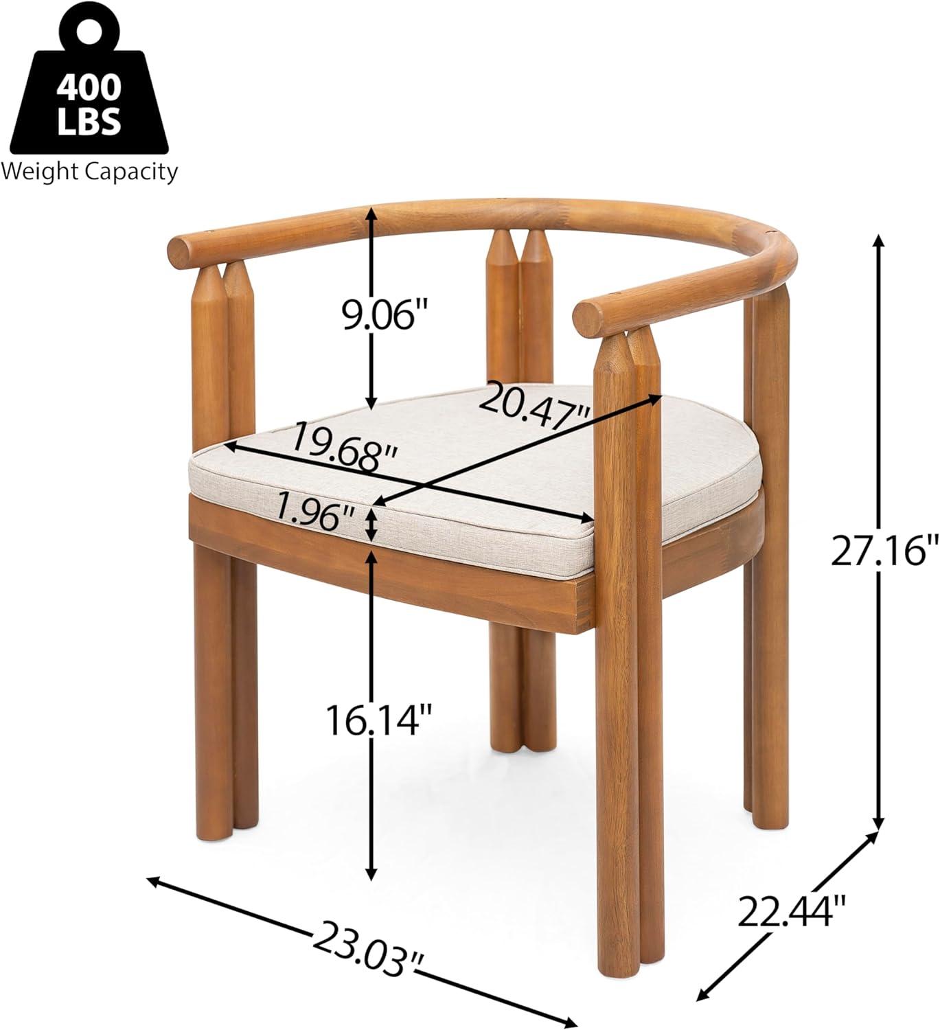 imageChristopher Knight Home Coves Acacia Wood Outdoor Dining Chair Set of 2 with Cushion Wood Kitchen Side Chair Multifunctional Patio Chair Patio Furniture Set for Outdoor Dining Teak Beige