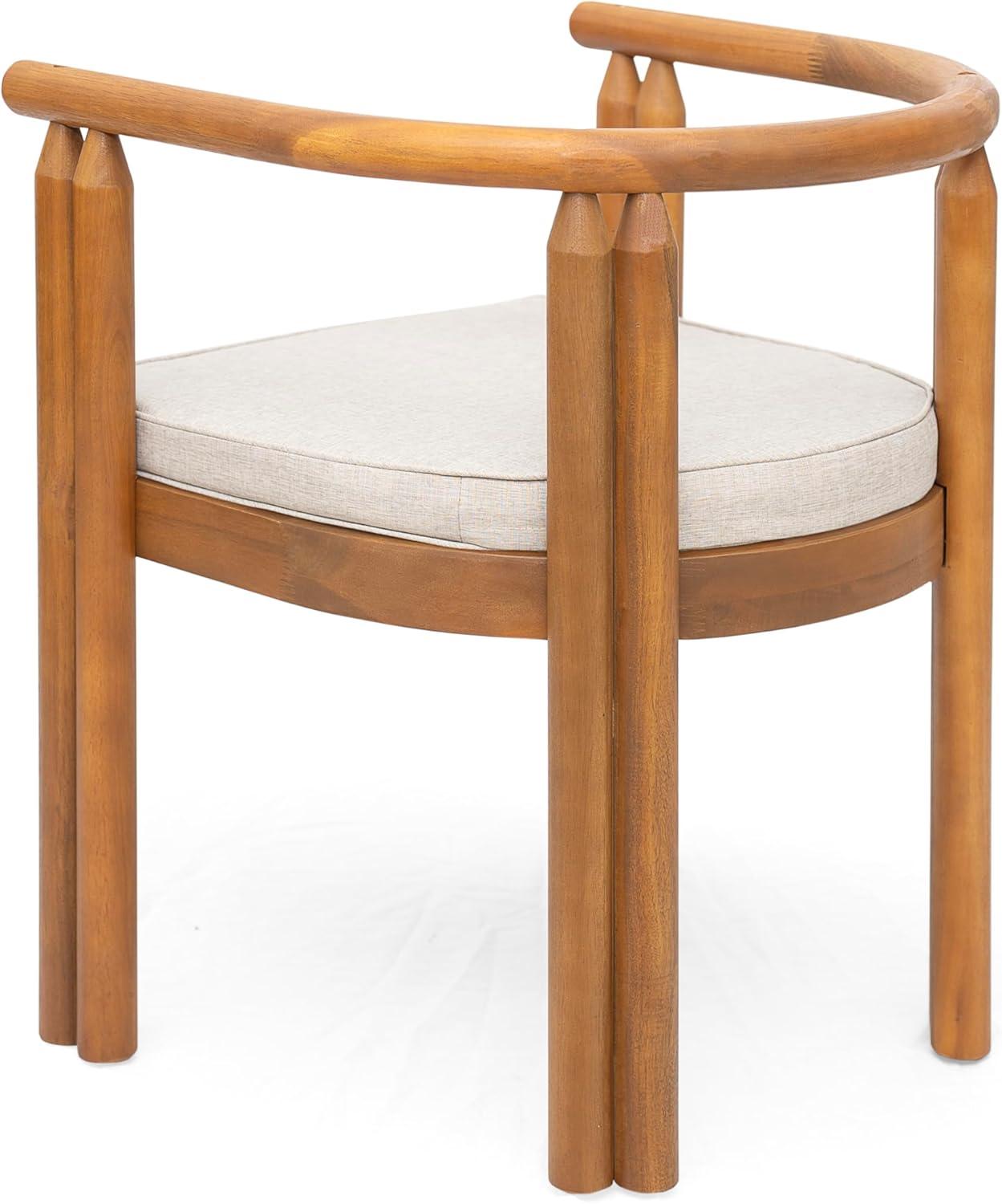 imageChristopher Knight Home Coves Acacia Wood Outdoor Dining Chair Set of 2 with Cushion Wood Kitchen Side Chair Multifunctional Patio Chair Patio Furniture Set for Outdoor Dining Teak Beige