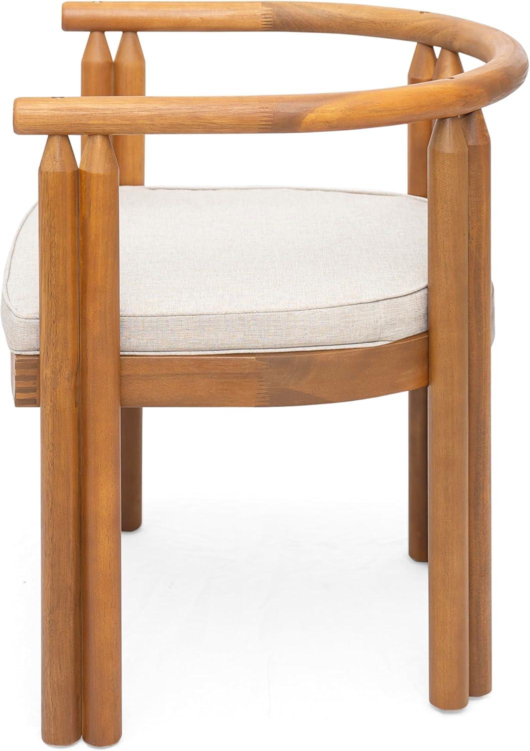 imageChristopher Knight Home Coves Acacia Wood Outdoor Dining Chair Set of 2 with Cushion Wood Kitchen Side Chair Multifunctional Patio Chair Patio Furniture Set for Outdoor Dining Teak Beige