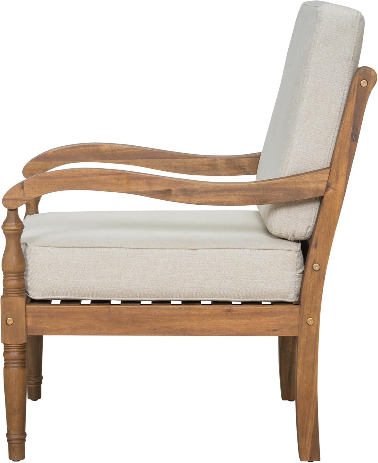 imageChristopher Knight Home Cuzz Acacia Wood Patio Chairs Set of 2 Outdoor Armchair with Thick Cushions Comfort Seating for Garden Backyard Wooden Lounge Chair Outdoor with Armrest Beige Natural