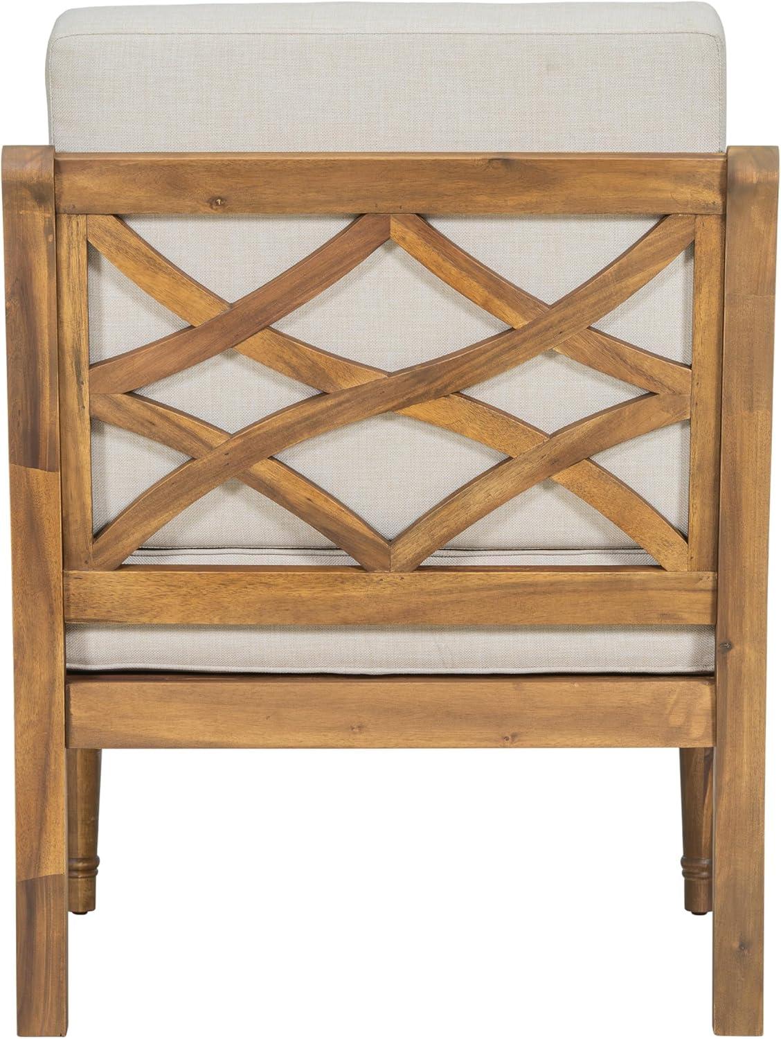 imageChristopher Knight Home Cuzz Acacia Wood Patio Chairs Set of 2 Outdoor Armchair with Thick Cushions Comfort Seating for Garden Backyard Wooden Lounge Chair Outdoor with Armrest Beige Natural