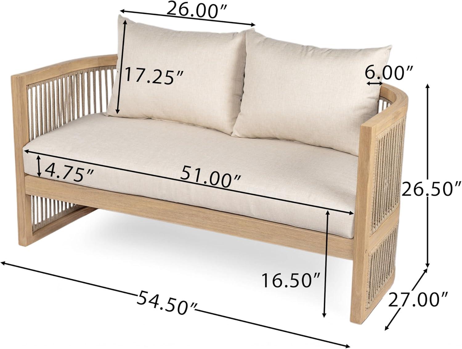 imageChristopher Knight Home Delbert Acacia Wood 4 Piece Patio Furniture Set Wooden Patio Conversation Set with Club ChairCoffee Table 4Seater Outdoor Loveseat Sofa Chair and Table Set NaturalBeige