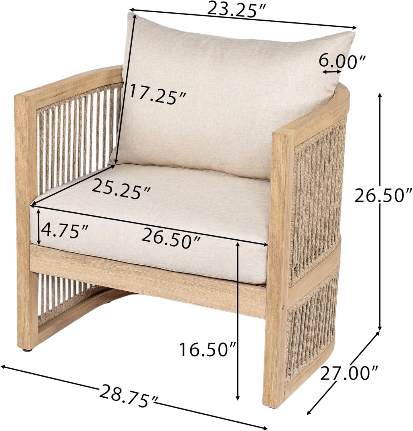 imageChristopher Knight Home Delbert Acacia Wood 4 Piece Patio Furniture Set Wooden Patio Conversation Set with Club ChairCoffee Table 4Seater Outdoor Loveseat Sofa Chair and Table Set NaturalBeige