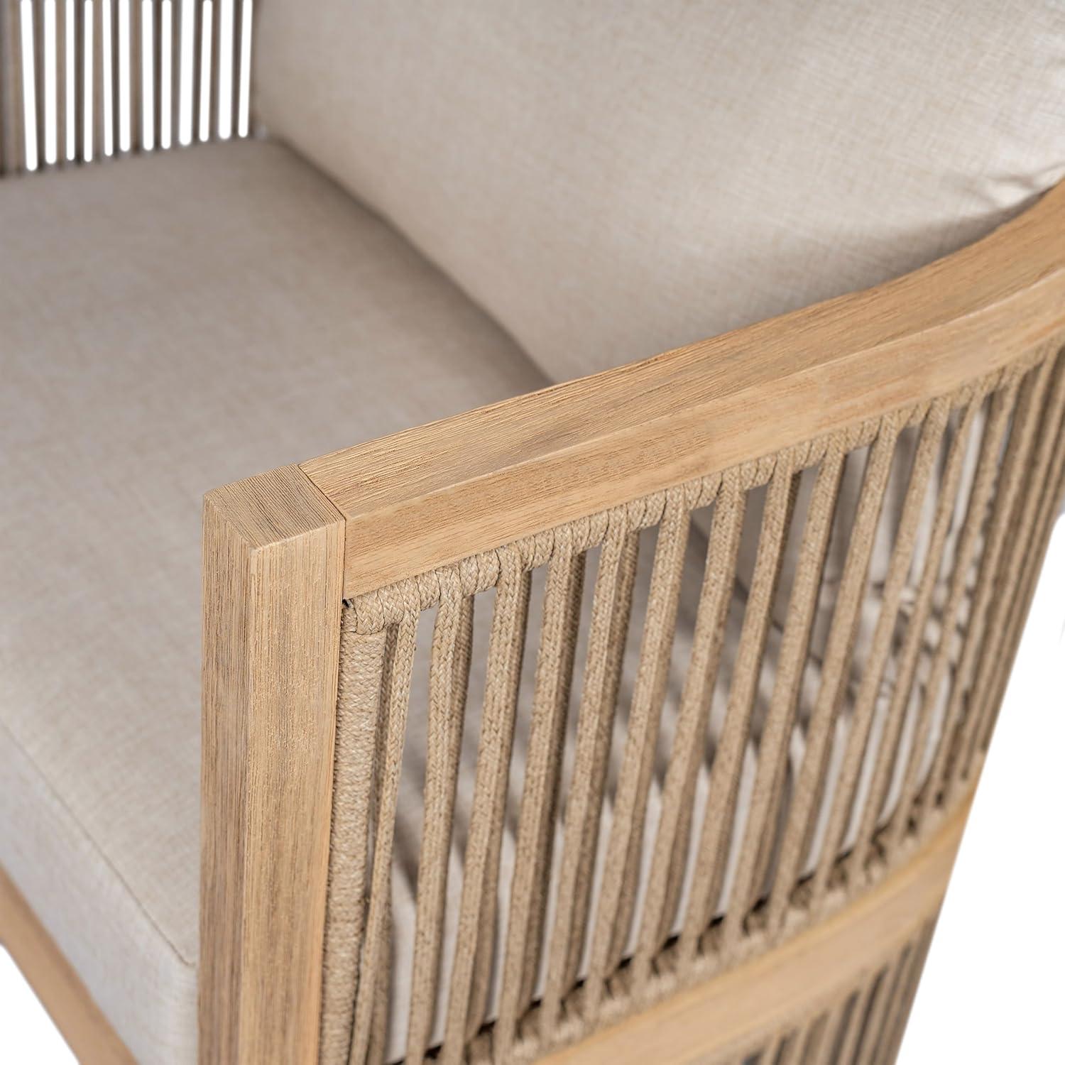 imageChristopher Knight Home Faine Acacia Wood Outdoor Club Chair Set of 2 Patio Accent Chair with Removable Cushion Wooden Single Lounge Sofa Set Light TeakBeige