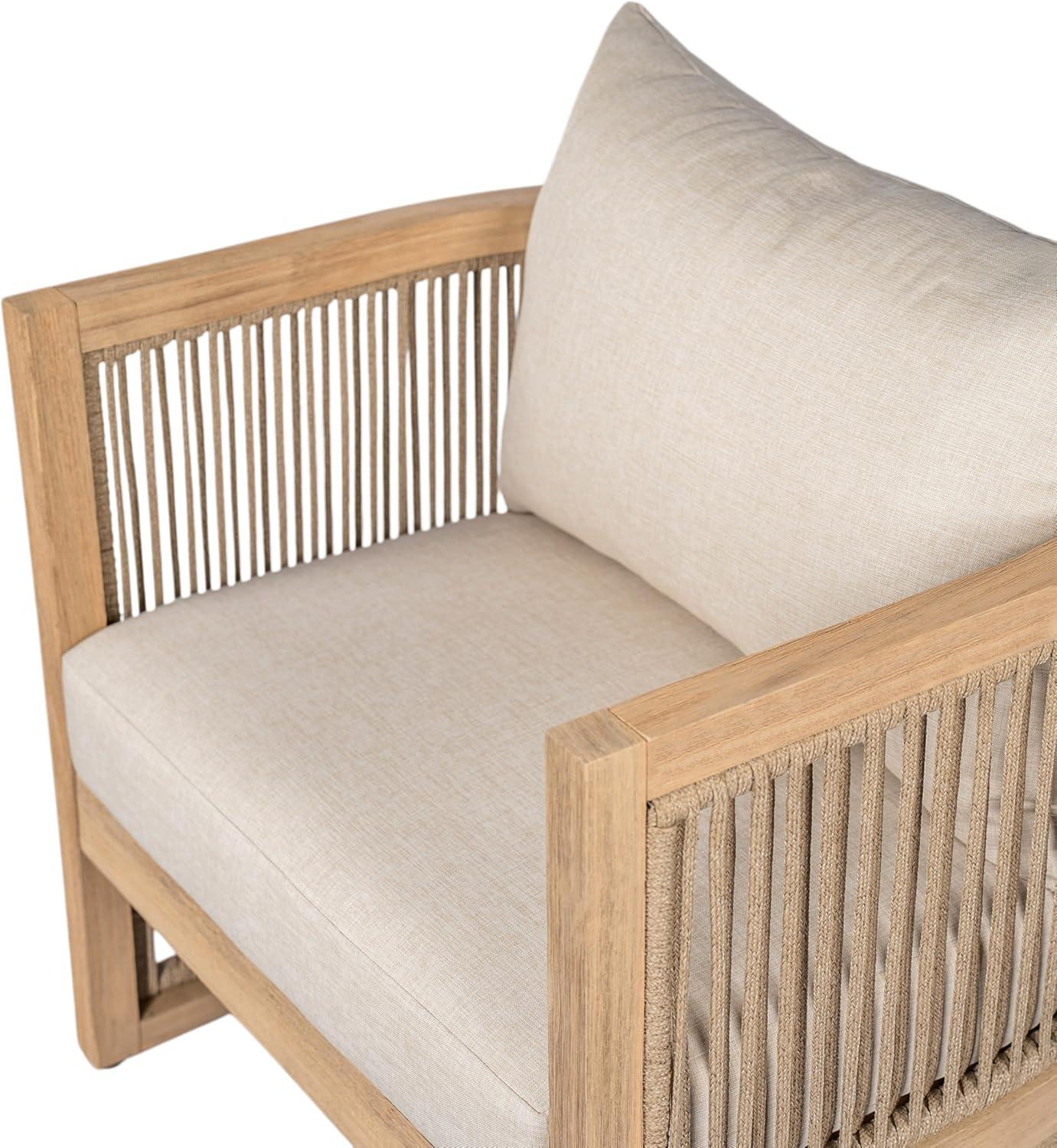 imageChristopher Knight Home Faine Acacia Wood Outdoor Club Chair Set of 2 Patio Accent Chair with Removable Cushion Wooden Single Lounge Sofa Set Light TeakBeige