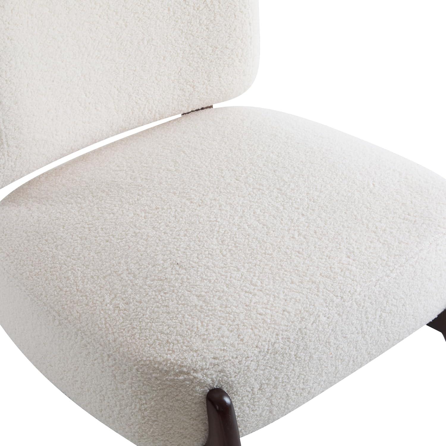 imageChristopher Knight Home Faron Modern Minimalist Boucle Fabric Upholstered Accent Chair Solid Wood Armless Lounge Chair with Soft Padded SeatampampBackrest Comfy Reading Chair Living RoomBedroom Beige