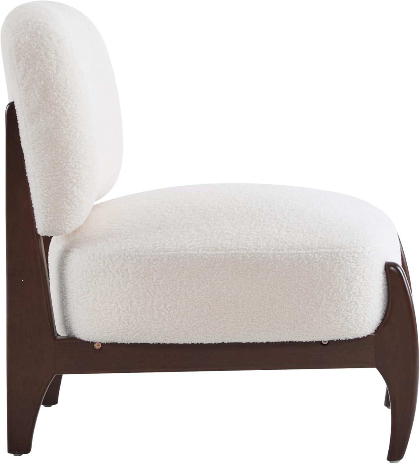 imageChristopher Knight Home Faron Modern Minimalist Boucle Fabric Upholstered Accent Chair Solid Wood Armless Lounge Chair with Soft Padded SeatampampBackrest Comfy Reading Chair Living RoomBedroom Beige