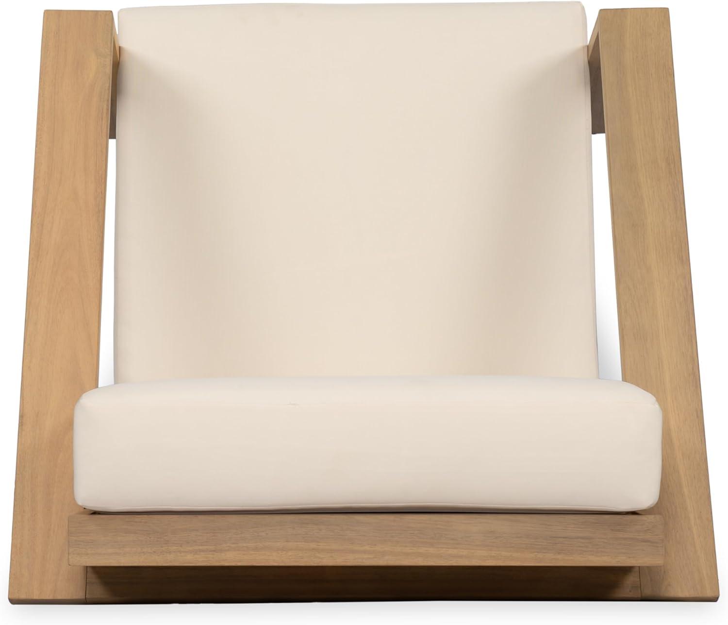 imageChristopher Knight Home Galio Set of 2 Acacia Wood Lounge Chair Outdoor Wooden Patio Armchair for Lounging Patio Furniture Single Sofa Chair Set Comfy Reading Chair with Cushion Light TeakBeige