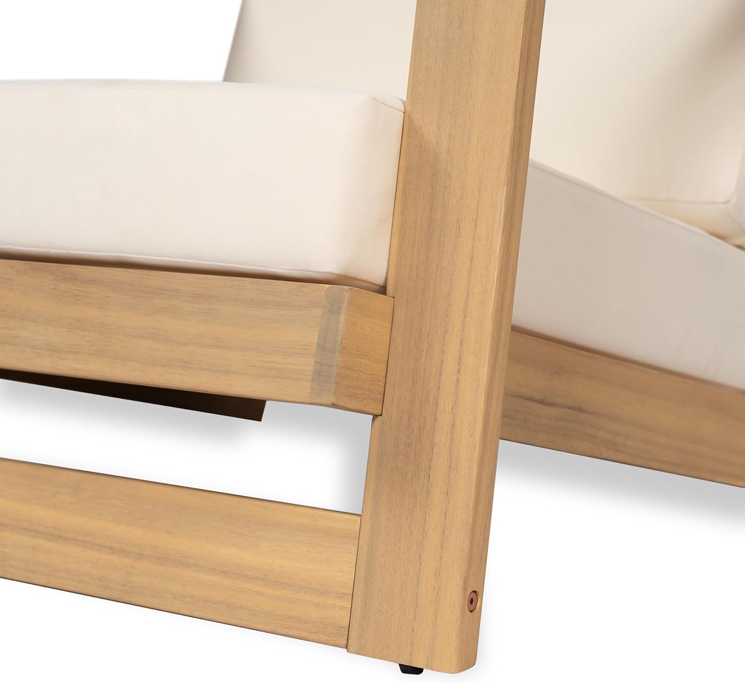 imageChristopher Knight Home Galio Set of 2 Acacia Wood Lounge Chair Outdoor Wooden Patio Armchair for Lounging Patio Furniture Single Sofa Chair Set Comfy Reading Chair with Cushion Light TeakBeige