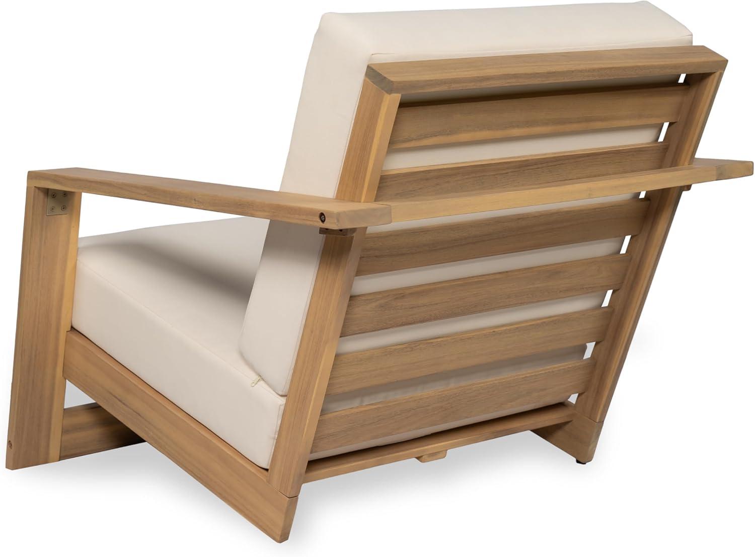 imageChristopher Knight Home Galio Set of 2 Acacia Wood Lounge Chair Outdoor Wooden Patio Armchair for Lounging Patio Furniture Single Sofa Chair Set Comfy Reading Chair with Cushion Light TeakBeige