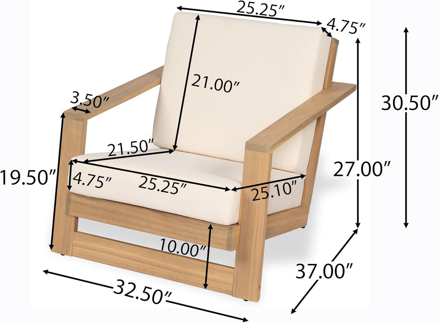 imageChristopher Knight Home Galio Set of 2 Acacia Wood Lounge Chair Outdoor Wooden Patio Armchair for Lounging Patio Furniture Single Sofa Chair Set Comfy Reading Chair with Cushion Light TeakBeige