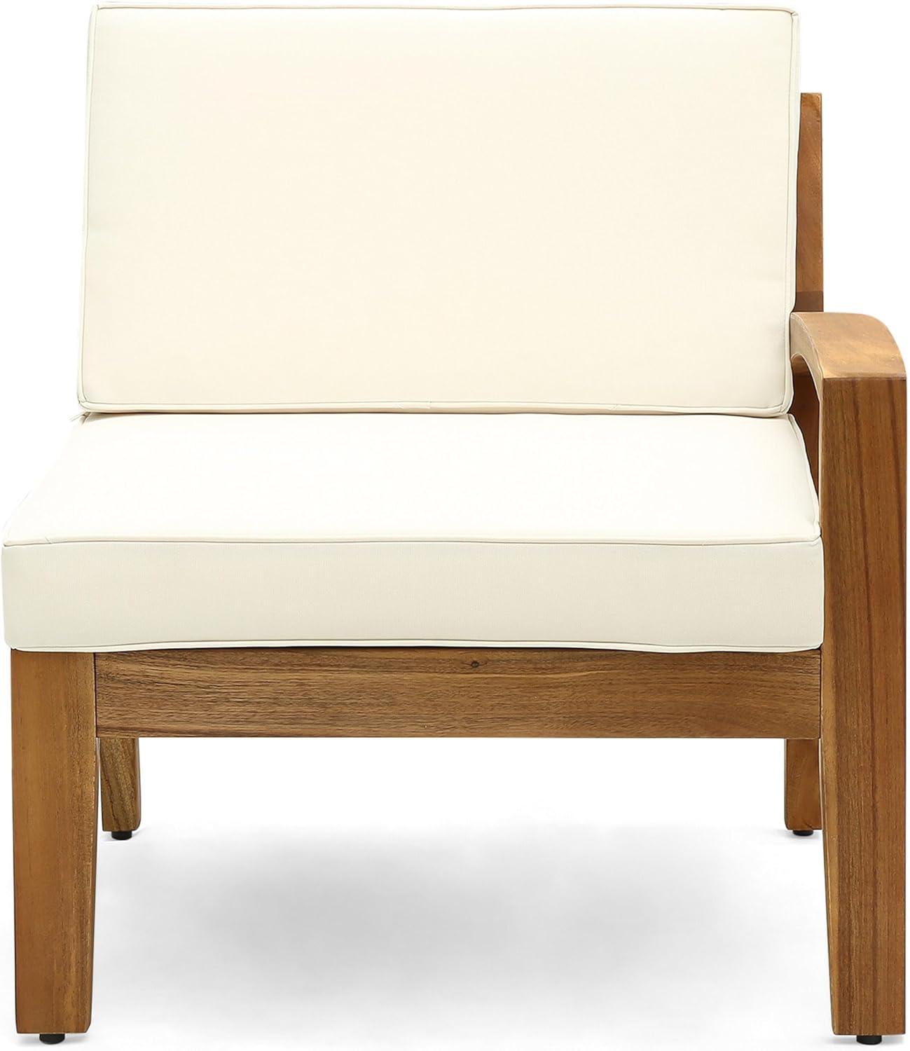 imageChristopher Knight Home Grena Outdoor Acacia Wood 6 Seater Sectional Conversation Set with Coffee Table Teak and Beige