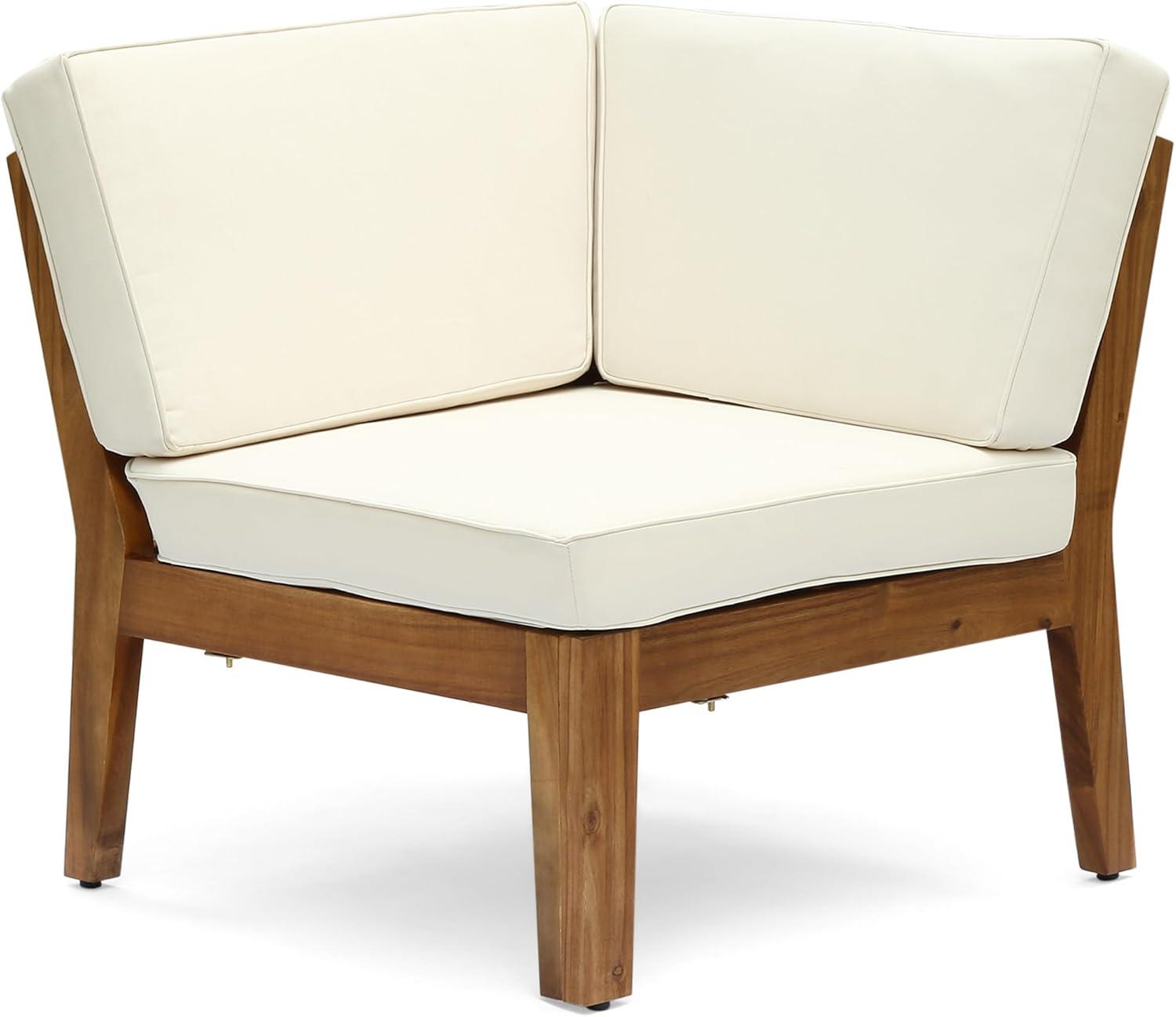 imageChristopher Knight Home Grena Outdoor Acacia Wood 9 Seater Sectional Conversation Set with Coffee Table Teak and Beige
