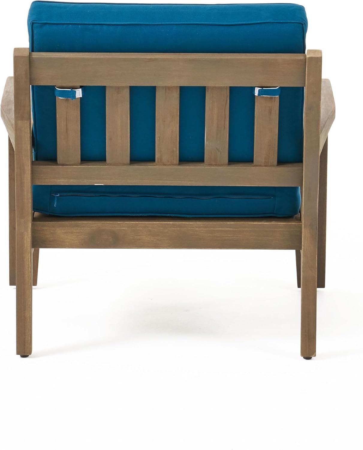 imageChristopher Knight Home Grenada Outdoor Acacia Wood Club Chairs with Cushions Set of 2 2275 quotW x 235 quotD x 1 quotH Gray Dark Teal