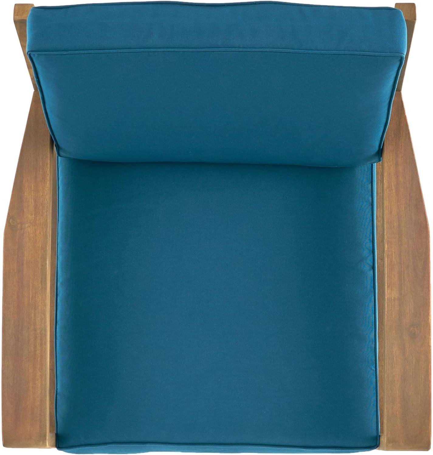 imageChristopher Knight Home Grenada Outdoor Acacia Wood Club Chairs with Cushions Set of 2 2275 quotW x 235 quotD x 1 quotH Gray Dark Teal