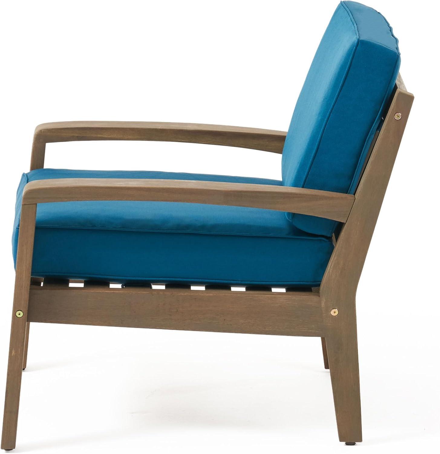 imageChristopher Knight Home Grenada Outdoor Acacia Wood Club Chairs with Cushions Set of 2 2275 quotW x 235 quotD x 1 quotH Gray Dark Teal