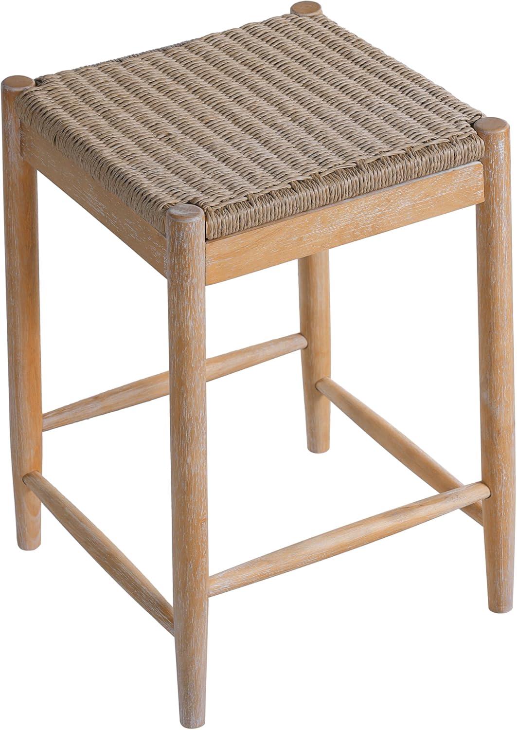 imageChristopher Knight Home Guke Boho Backless Counter Height Bar Stools Set of 2 Acacia Wood Counter Stools with Rope Wicker Seat Square Bar Stool for Kitchen Island Wooden Dining Room Chair Natural