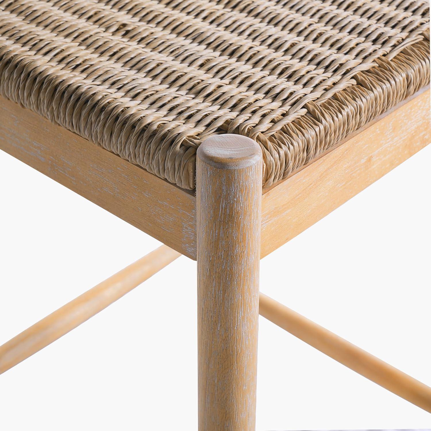 imageChristopher Knight Home Guke Boho Backless Counter Height Bar Stools Set of 2 Acacia Wood Counter Stools with Rope Wicker Seat Square Bar Stool for Kitchen Island Wooden Dining Room Chair Natural