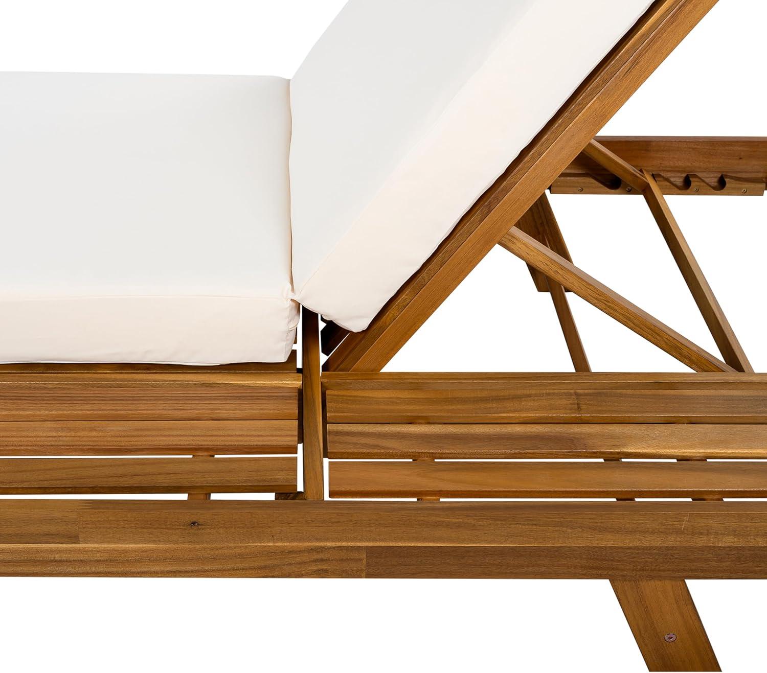 imageChristopher Knight Home Hamill Acacia Wood Chaise Lounge Chair Outdoor Set of 2 Adjustable Backrest Sun Lounger Recliner Patio Outdoor Chaise Lounge with 4quot Thick WaterResistant CushionTeakCream