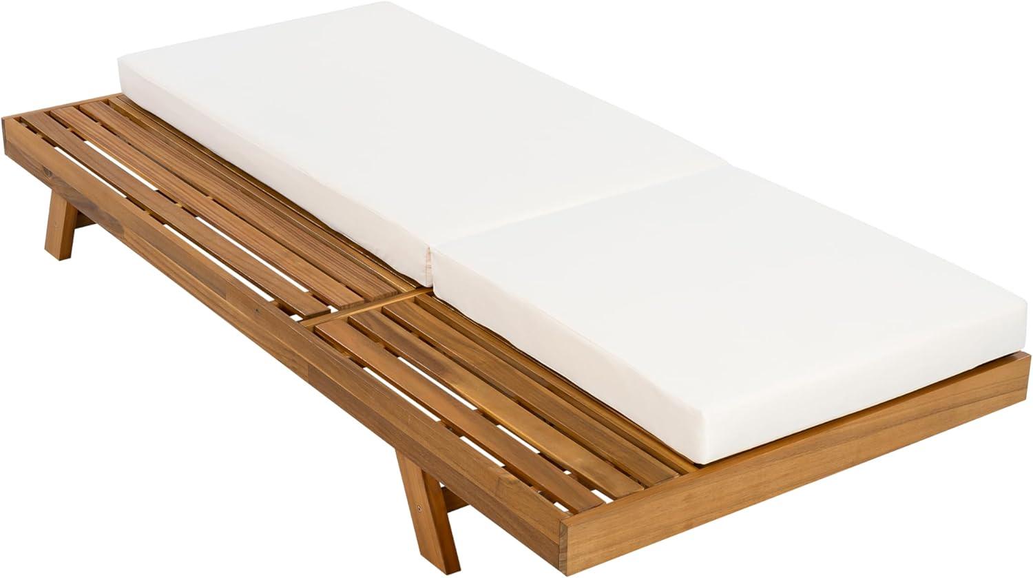 imageChristopher Knight Home Hamill Acacia Wood Chaise Lounge Chair Outdoor Set of 2 Adjustable Backrest Sun Lounger Recliner Patio Outdoor Chaise Lounge with 4quot Thick WaterResistant CushionTeakCream