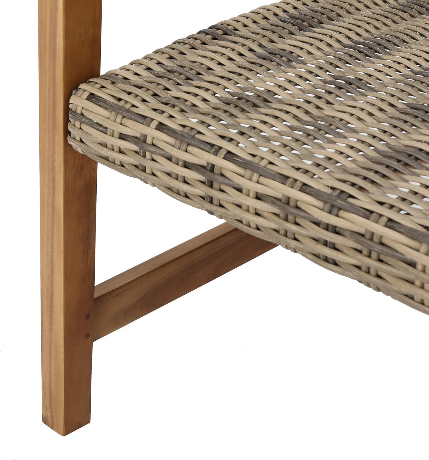 imageChristopher Knight Home Hampton Outdoor 3 Piece Wood and Wicker Club Chairs and Side Table Set Gray