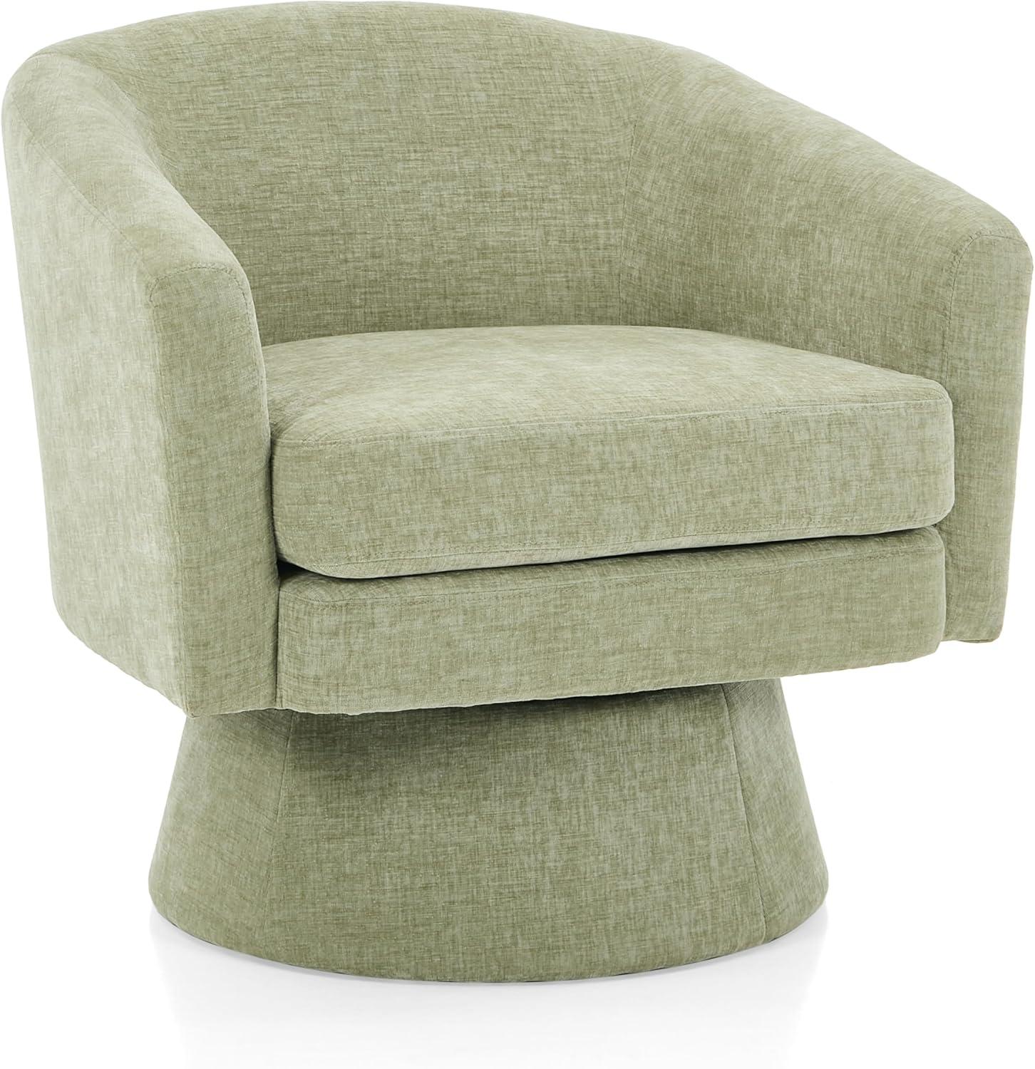 imageChristopher Knight Home Hanna Chenille Upholstered 360 Swivel Accent Chair Contemporary Barrel Swivel Chair with Plush Cushion Super Comfort Single Lounge Sofa with Rotation for Living Room Green