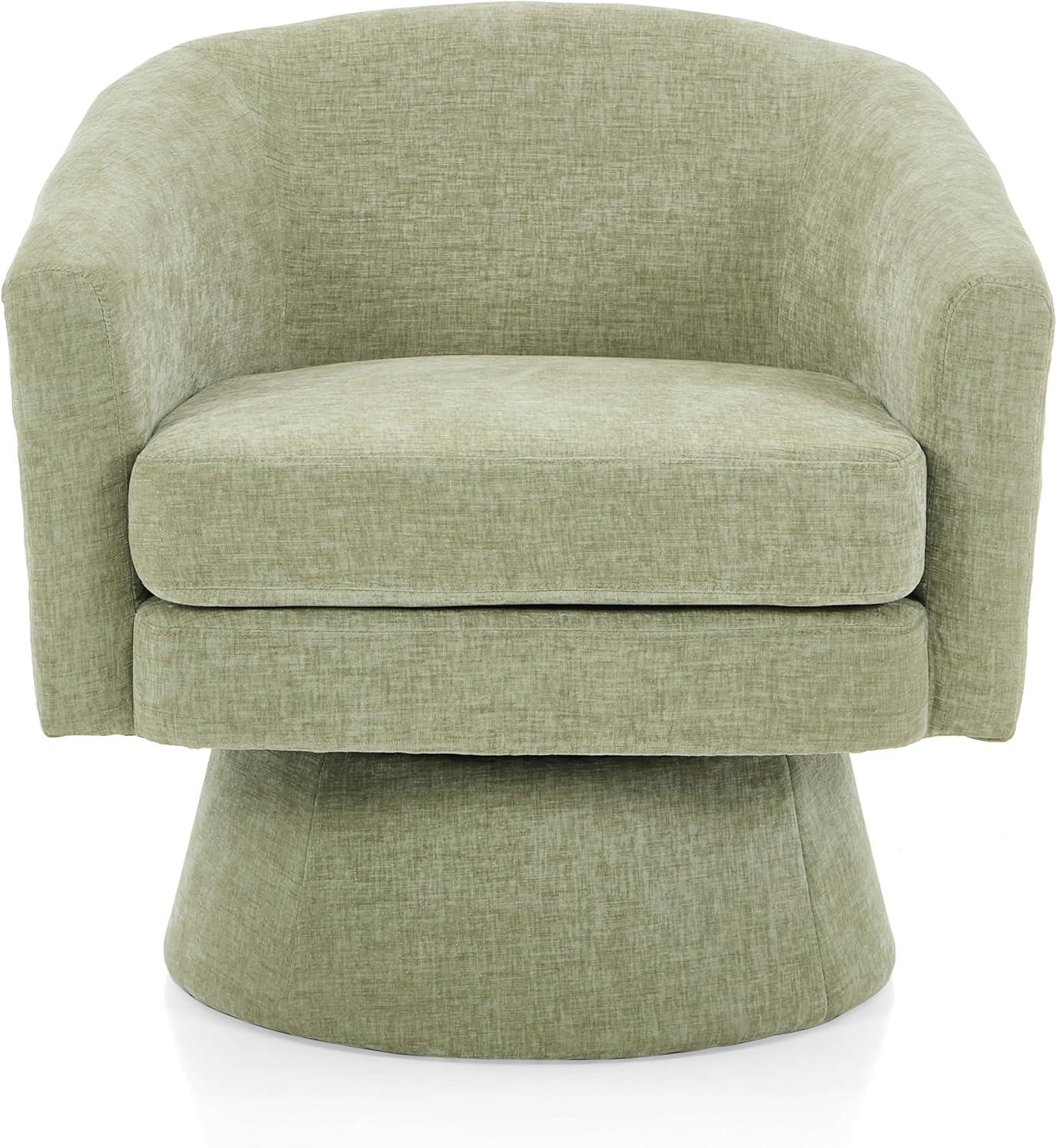 imageChristopher Knight Home Hanna Chenille Upholstered 360 Swivel Accent Chair Contemporary Barrel Swivel Chair with Plush Cushion Super Comfort Single Lounge Sofa with Rotation for Living Room Green