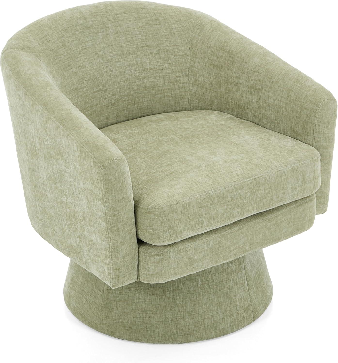 imageChristopher Knight Home Hanna Chenille Upholstered 360 Swivel Accent Chair Contemporary Barrel Swivel Chair with Plush Cushion Super Comfort Single Lounge Sofa with Rotation for Living Room Green