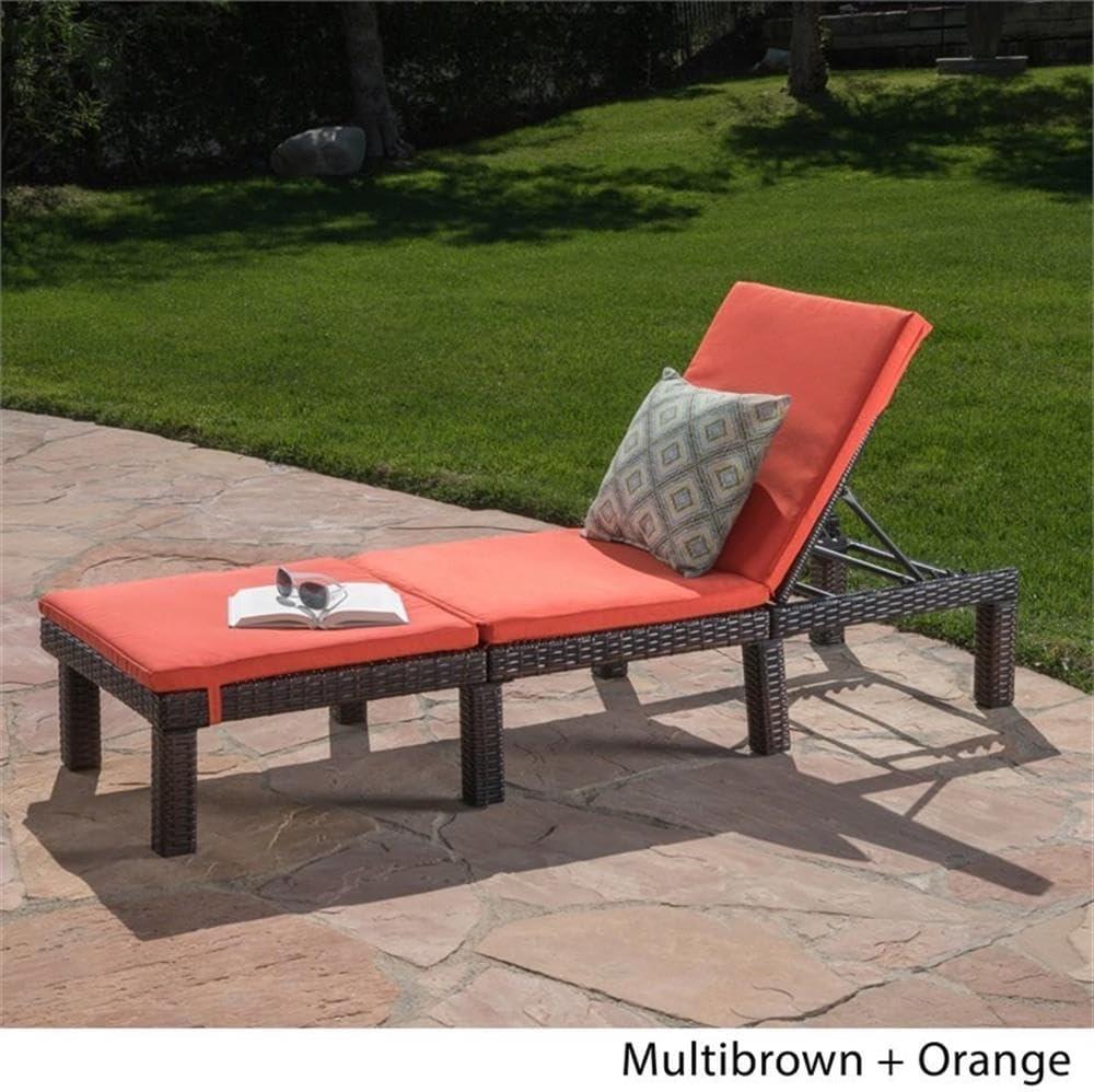 imageChristopher Knight Home Jamaica Outdoor Wicker Chaise Lounge with Water Resistant Cushion Multibrown Orange