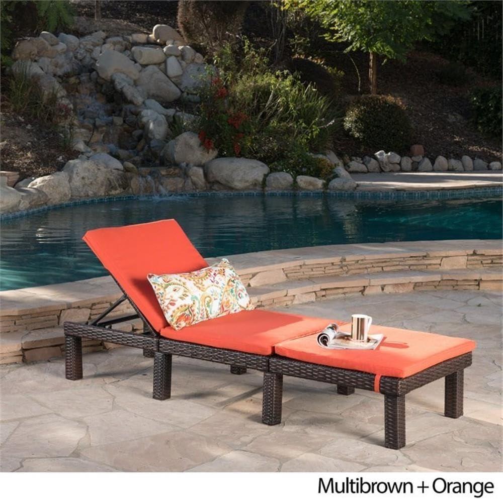imageChristopher Knight Home Jamaica Outdoor Wicker Chaise Lounge with Water Resistant Cushion Multibrown Orange