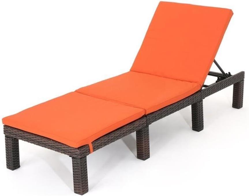imageChristopher Knight Home Jamaica Outdoor Wicker Chaise Lounge with Water Resistant Cushion Multibrown Orange