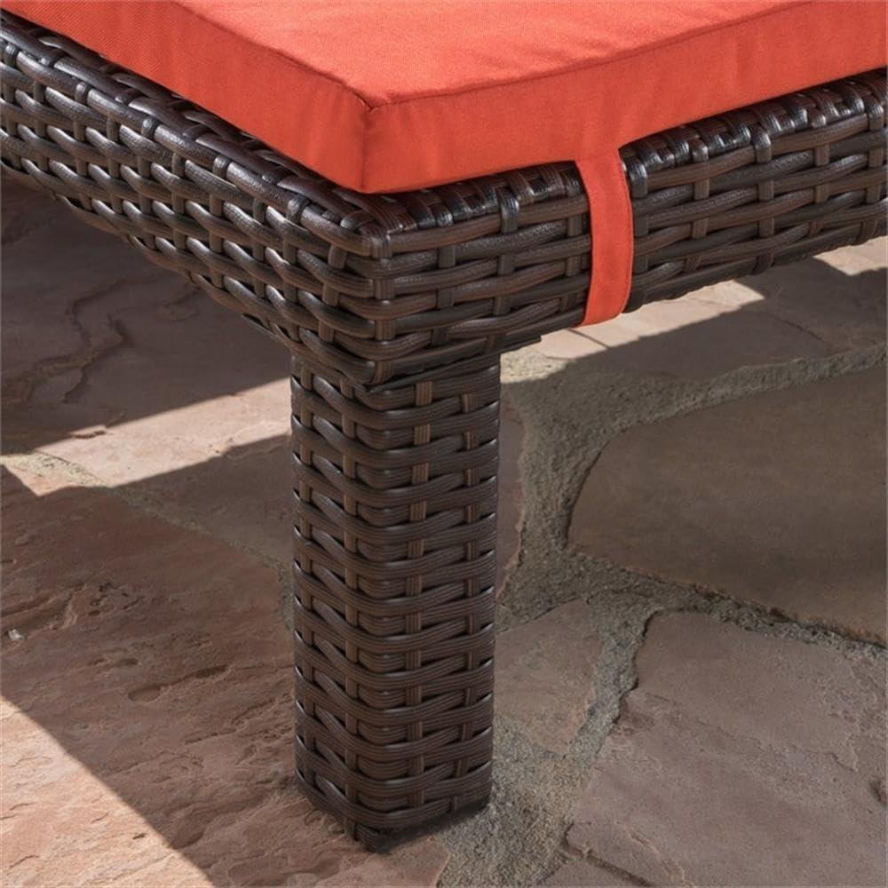 imageChristopher Knight Home Jamaica Outdoor Wicker Chaise Lounge with Water Resistant Cushion Multibrown Orange