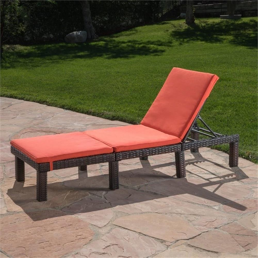 imageChristopher Knight Home Jamaica Outdoor Wicker Chaise Lounge with Water Resistant Cushion Multibrown Orange