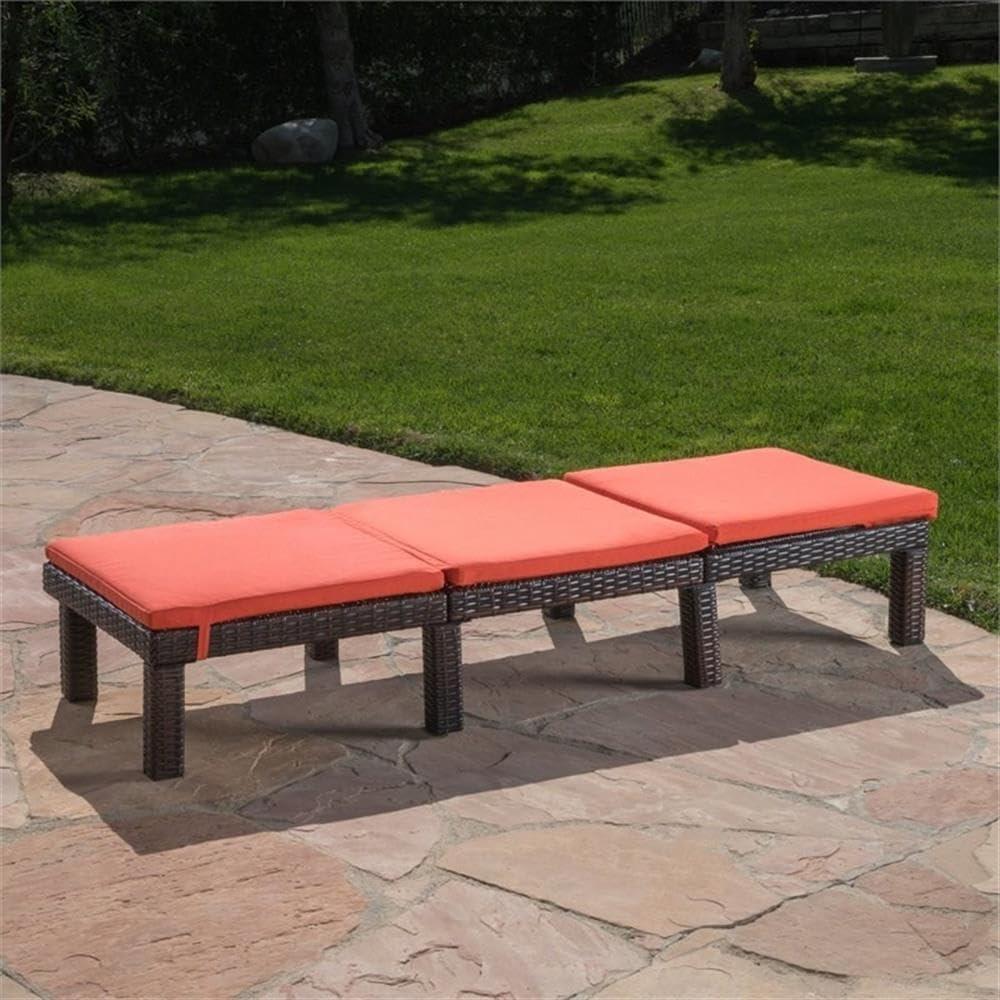 imageChristopher Knight Home Jamaica Outdoor Wicker Chaise Lounge with Water Resistant Cushion Multibrown Orange