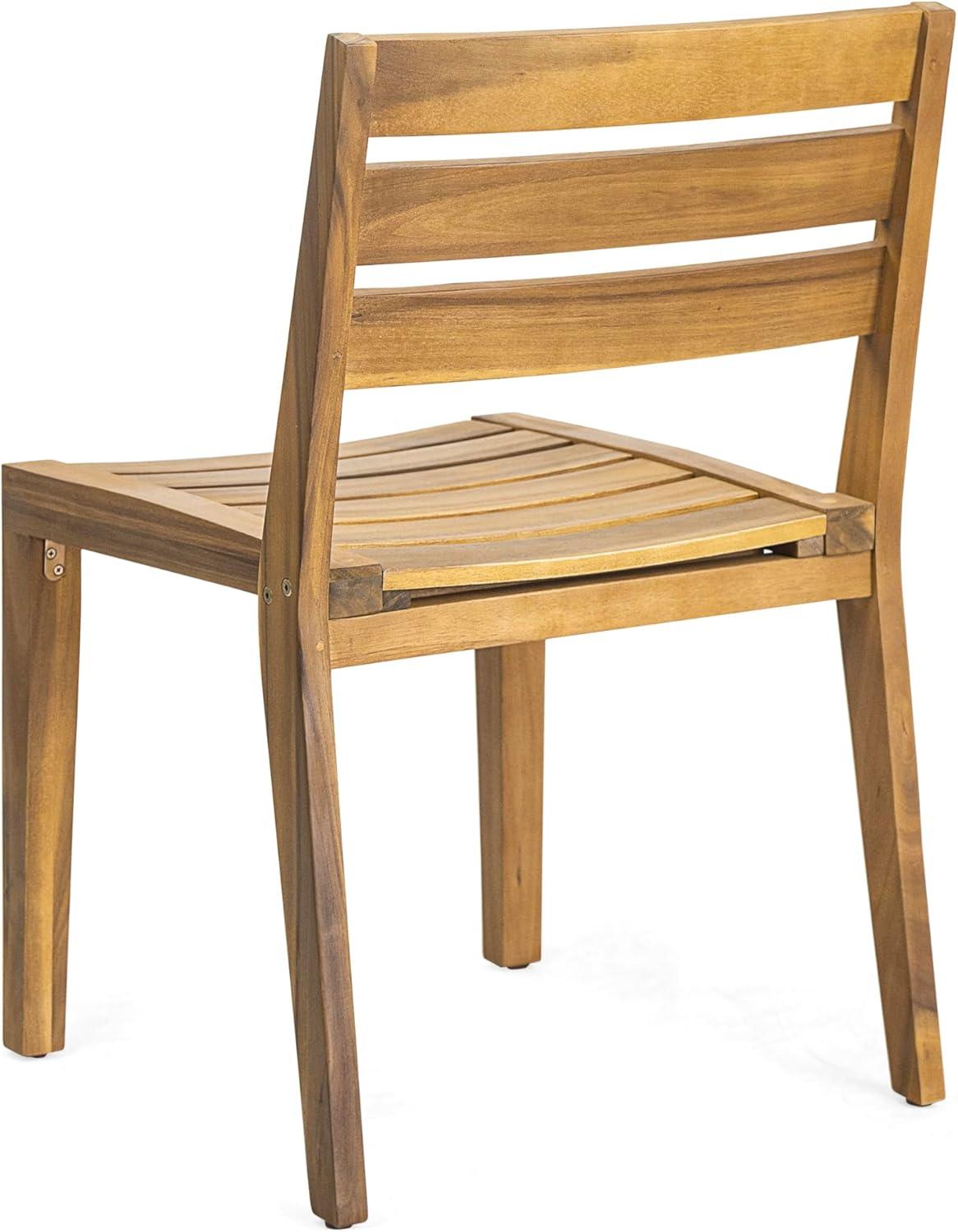 imageChristopher Knight Home Jayme 7 Pieces Dining Set Acacia Wood Dining Chairs Rectangular Wooden Table Open Slats Panel Back Armchair and Table Set Outdoor Wood Frame Bistro Set for Backyard Teak