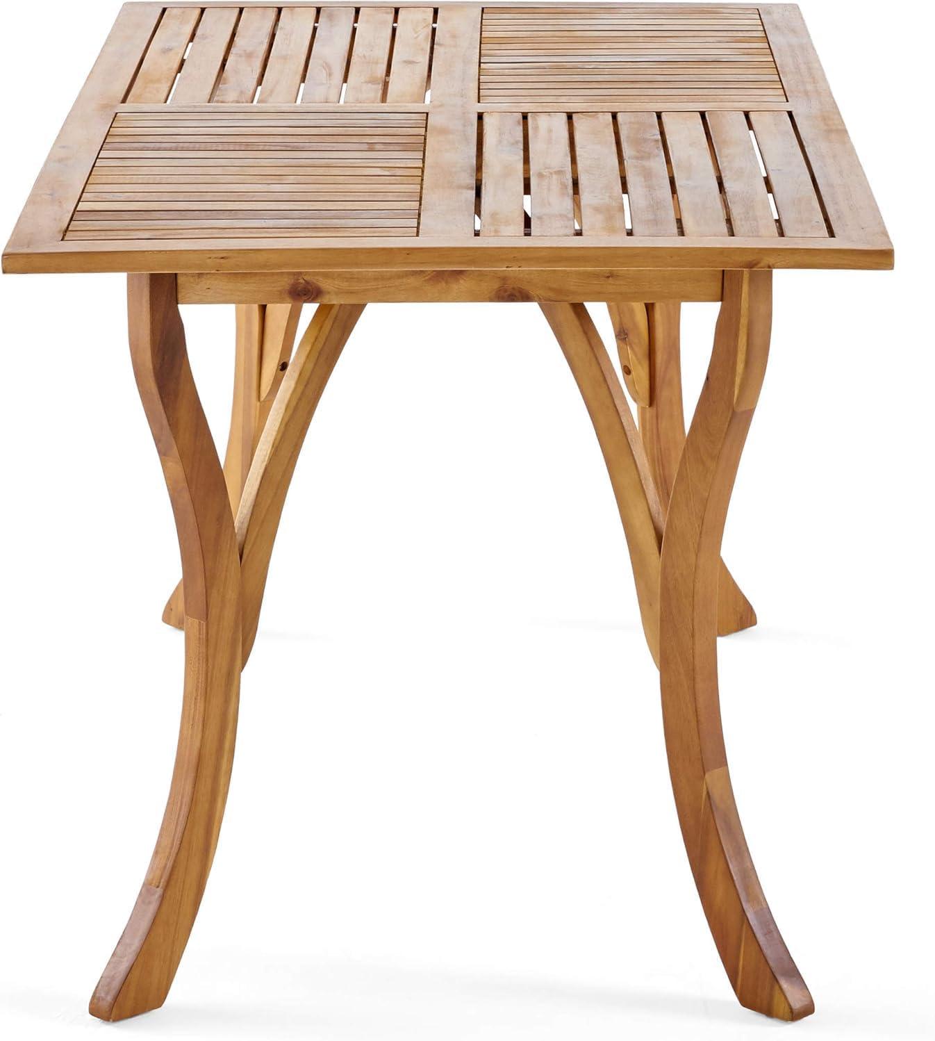 imageChristopher Knight Home Jayme 7 Pieces Dining Set Acacia Wood Dining Chairs Rectangular Wooden Table Open Slats Panel Back Armchair and Table Set Outdoor Wood Frame Bistro Set for Backyard Teak