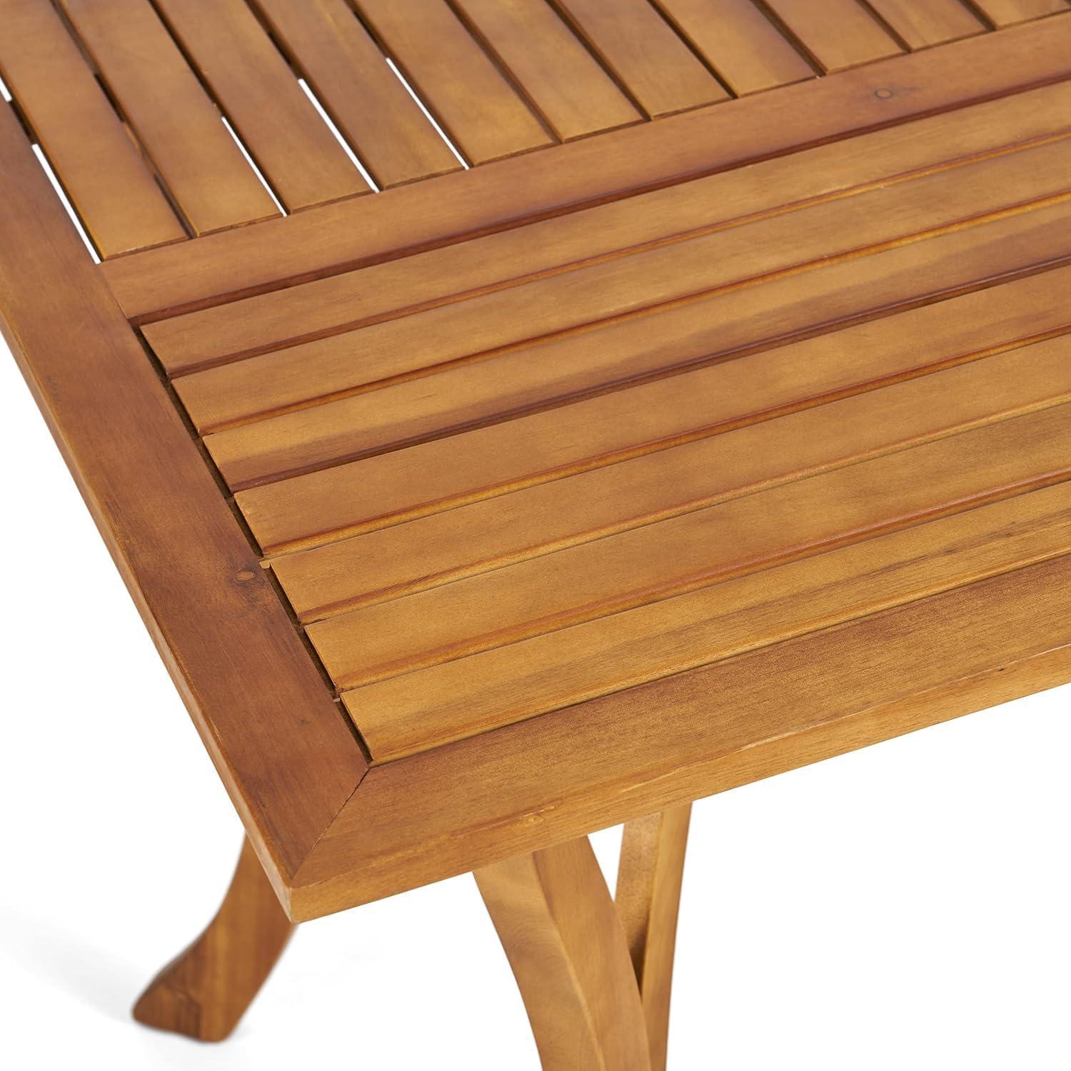 imageChristopher Knight Home Jayme 7 Pieces Dining Set Acacia Wood Dining Chairs Rectangular Wooden Table Open Slats Panel Back Armchair and Table Set Outdoor Wood Frame Bistro Set for Backyard Teak