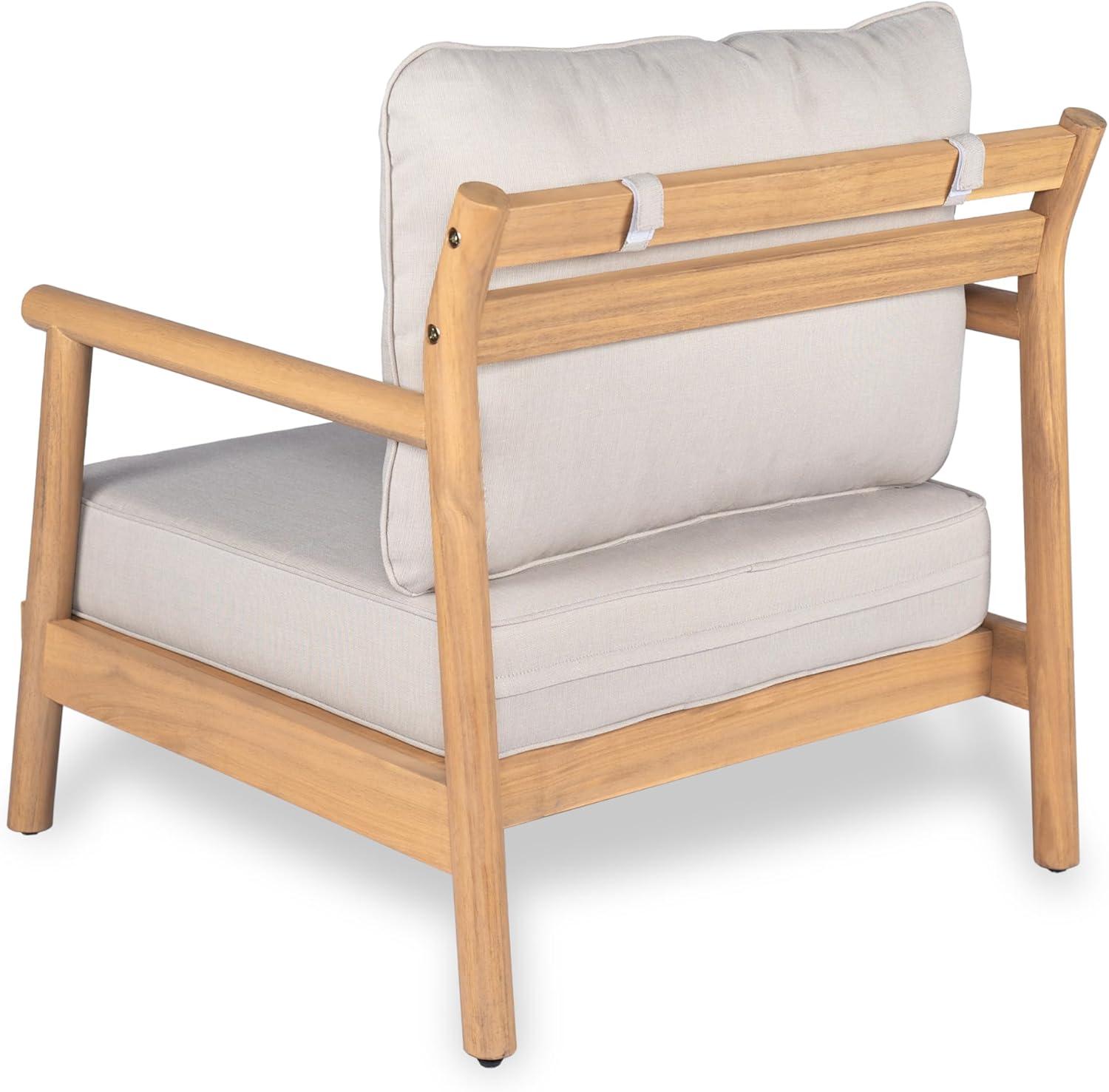 imageChristopher Knight Home Jorine Outdoor Club Chairs Set of 2 Acacia Wood Accent Chair Wooden Armchair with Cushions Open Back Comfy Seating Louge Single Sofa for Backyard Garden Balcony TeakBeige