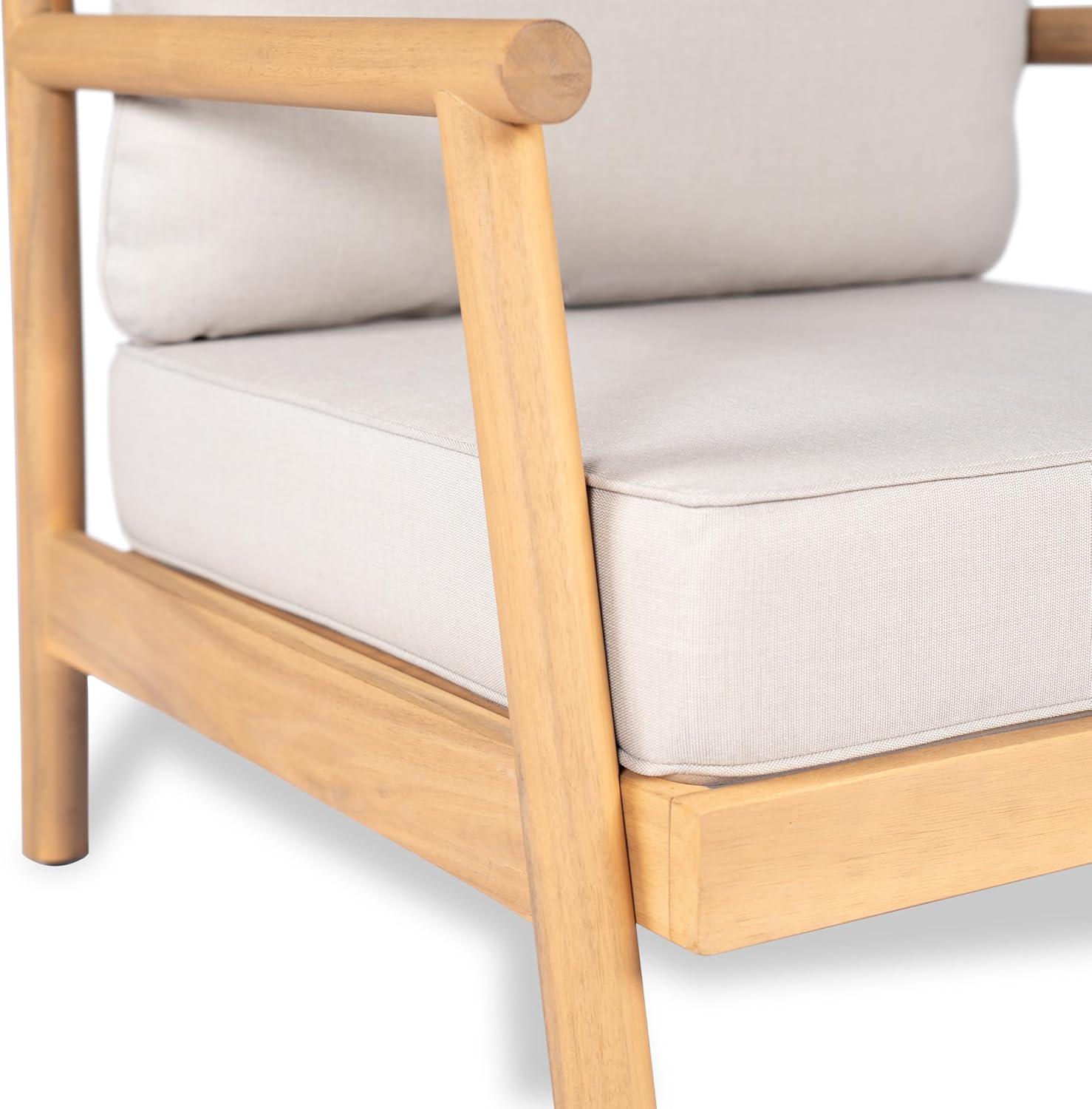 imageChristopher Knight Home Jorine Outdoor Club Chairs Set of 2 Acacia Wood Accent Chair Wooden Armchair with Cushions Open Back Comfy Seating Louge Single Sofa for Backyard Garden Balcony TeakBeige