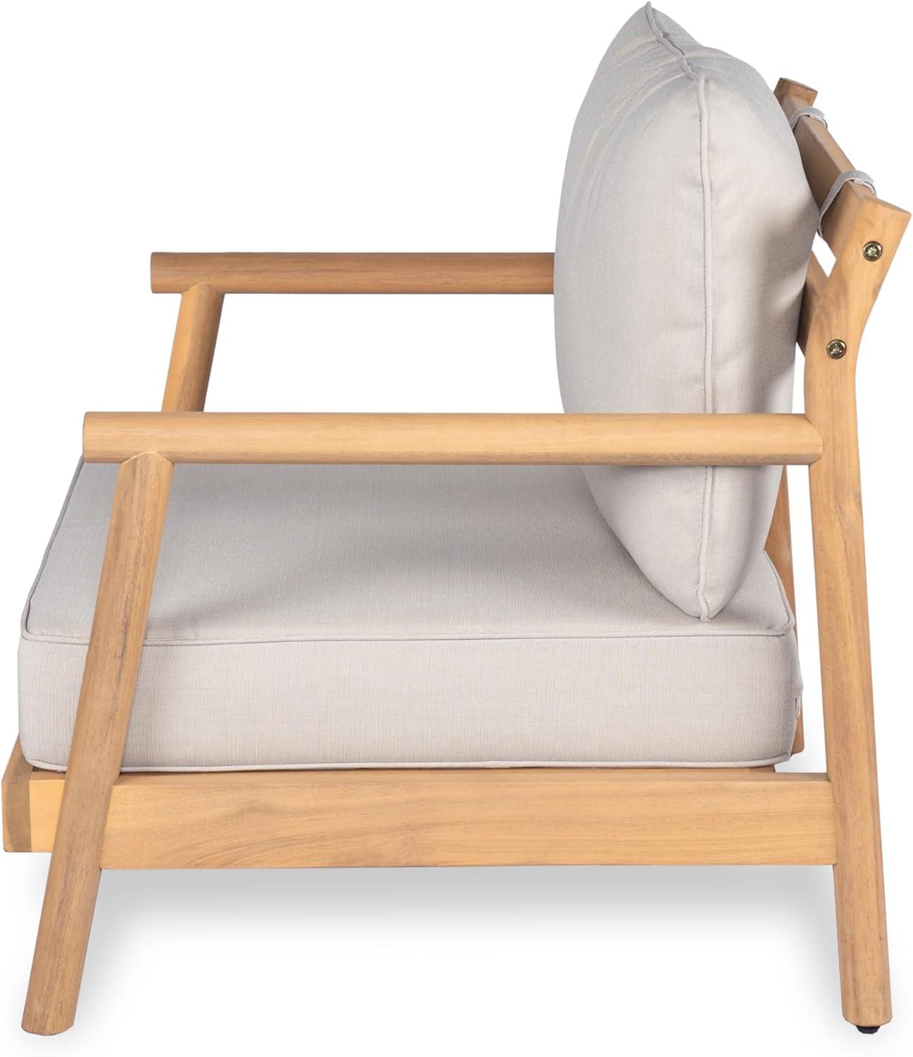 imageChristopher Knight Home Jorine Outdoor Club Chairs Set of 2 Acacia Wood Accent Chair Wooden Armchair with Cushions Open Back Comfy Seating Louge Single Sofa for Backyard Garden Balcony TeakBeige