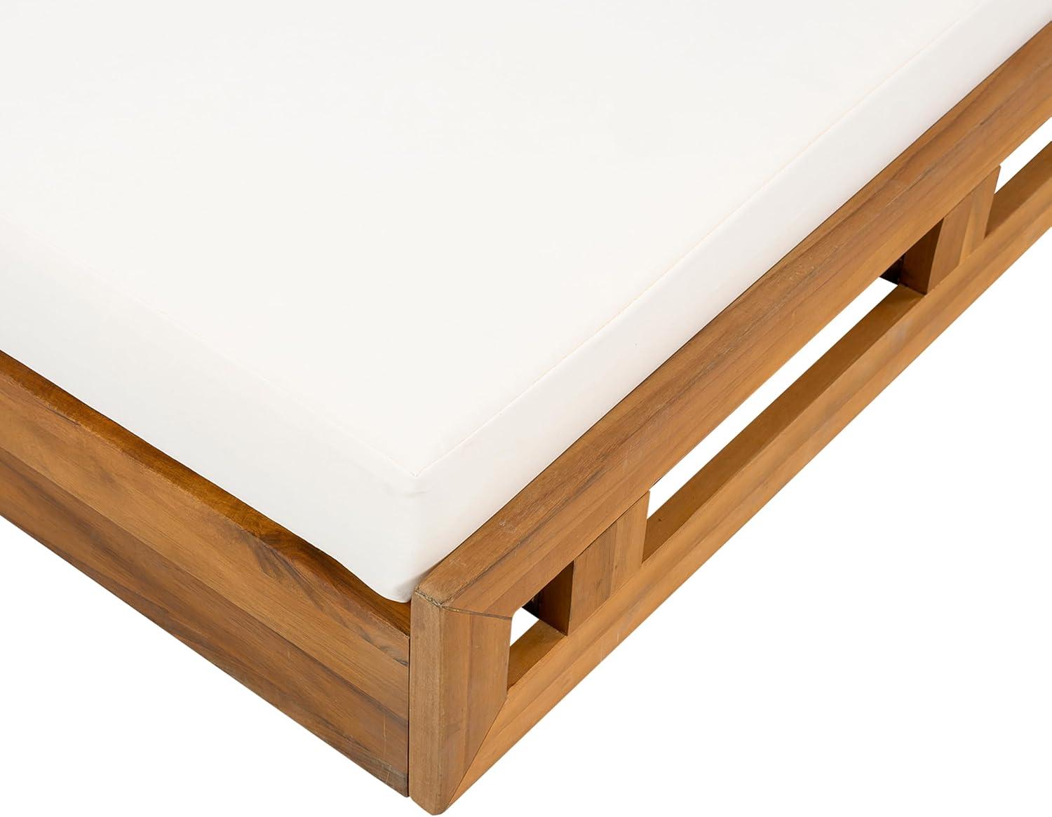 imageChristopher Knight Home Jossie Acacia Wood Chaise Lounge Chair Outdoor Adjustable Backrest Sun Lounger Recliner Patio Outdoor Chaise Lounge with 4quot Thick WaterResistant Cushions TeakCream