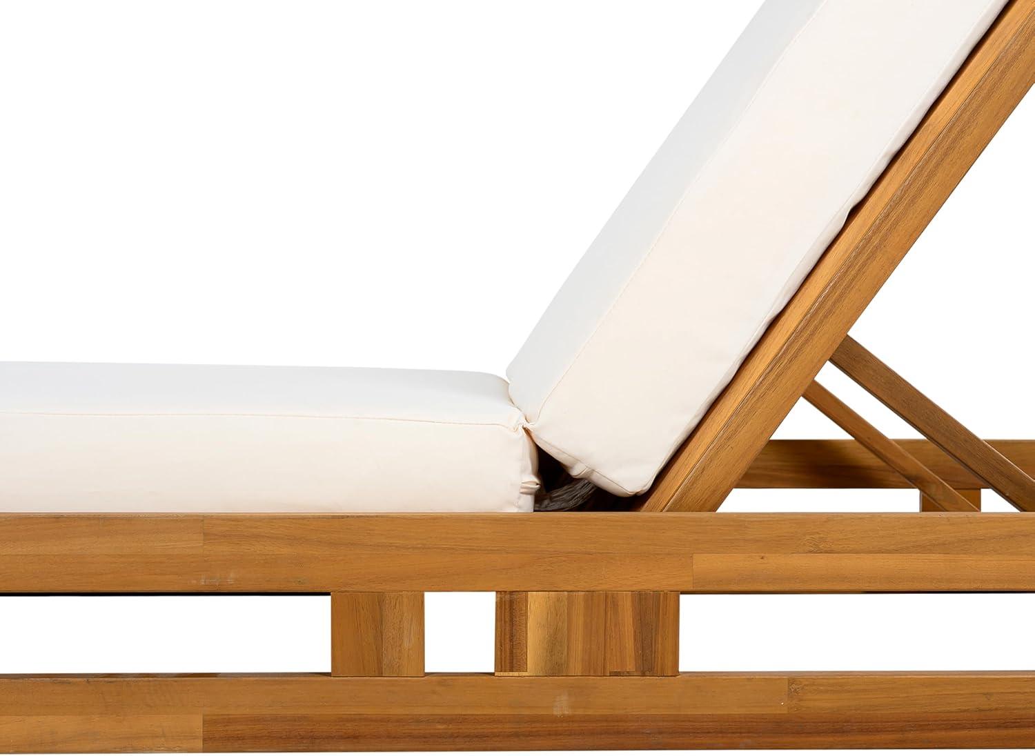 imageChristopher Knight Home Jossie Acacia Wood Chaise Lounge Chair Outdoor Adjustable Backrest Sun Lounger Recliner Patio Outdoor Chaise Lounge with 4quot Thick WaterResistant Cushions TeakCream