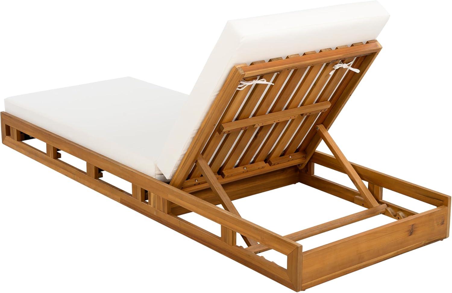imageChristopher Knight Home Jossie Acacia Wood Chaise Lounge Chair Outdoor Set of 4 Adjustable Backrest Sun Lounger Recliner Patio Outdoor Chaise Lounge with 4quot Thick WaterResistant CushionTeakCream
